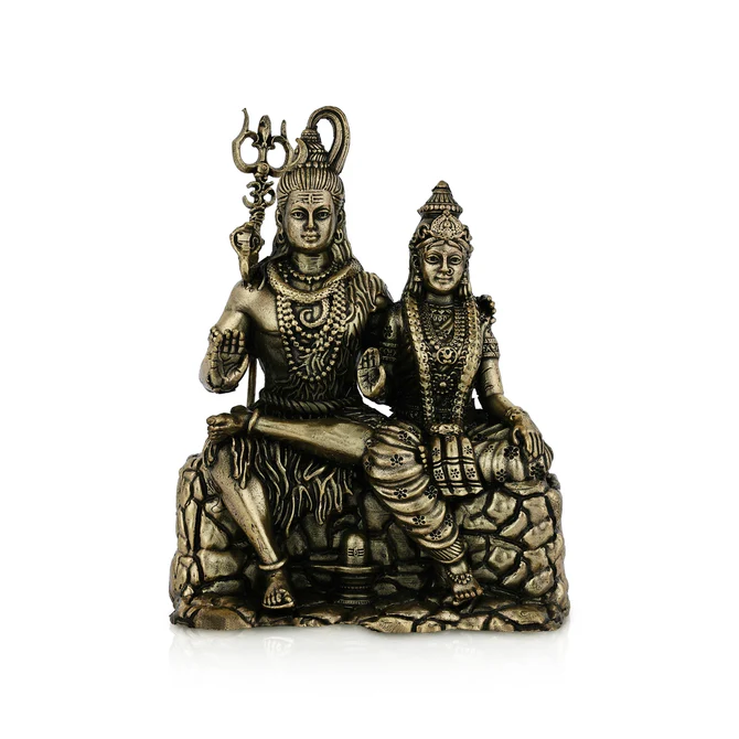 Shivan Parvathi Murti - 4.25 x 3.25 Inches Antique Brass Idol